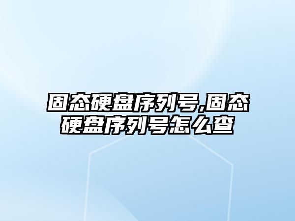 固態硬盤序列號,固態硬盤序列號怎么查