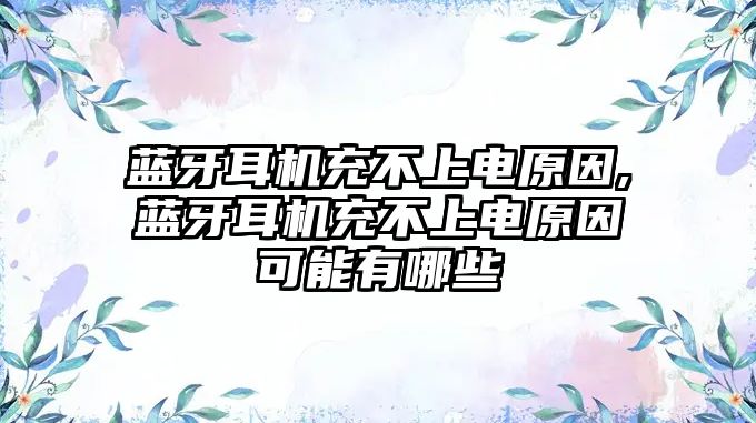 藍牙耳機充不上電原因,藍牙耳機充不上電原因可能有哪些